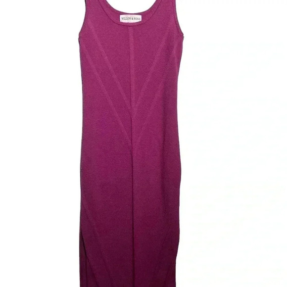 Wind and Willow Knit Midi Purple Bodycon Tank Dress Size Medium - Picture 2 of 6